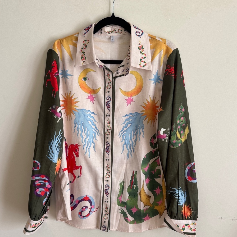 Colorful Patterned Button Down Shirt